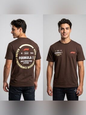 PacSun Formula 1 F1 2024 Tech Drag Reduction System T-Shirt Brown Mens Large